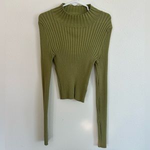 Pacsun ribbed green mock neck sweater